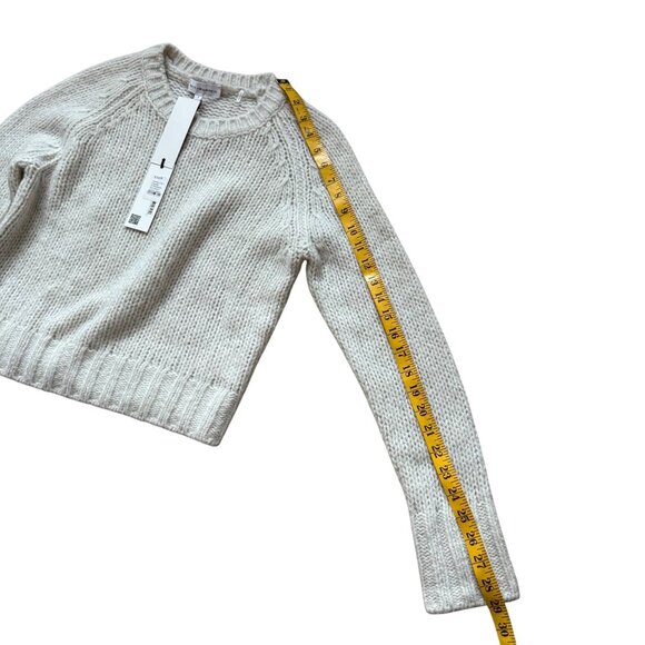 NWT White + Warren Loft Cashmere Shrunken Sweater Light Grey - Picture 5 of 11